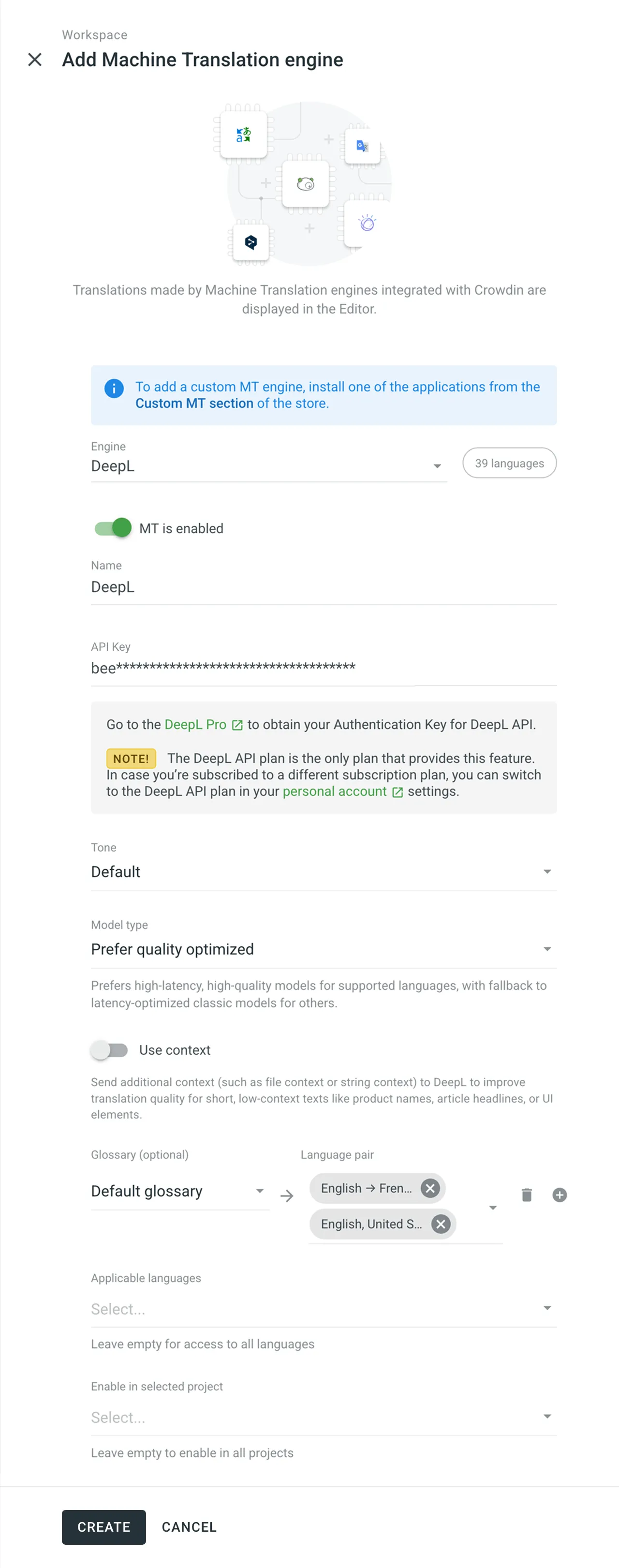 DeepL Glossary Configuration